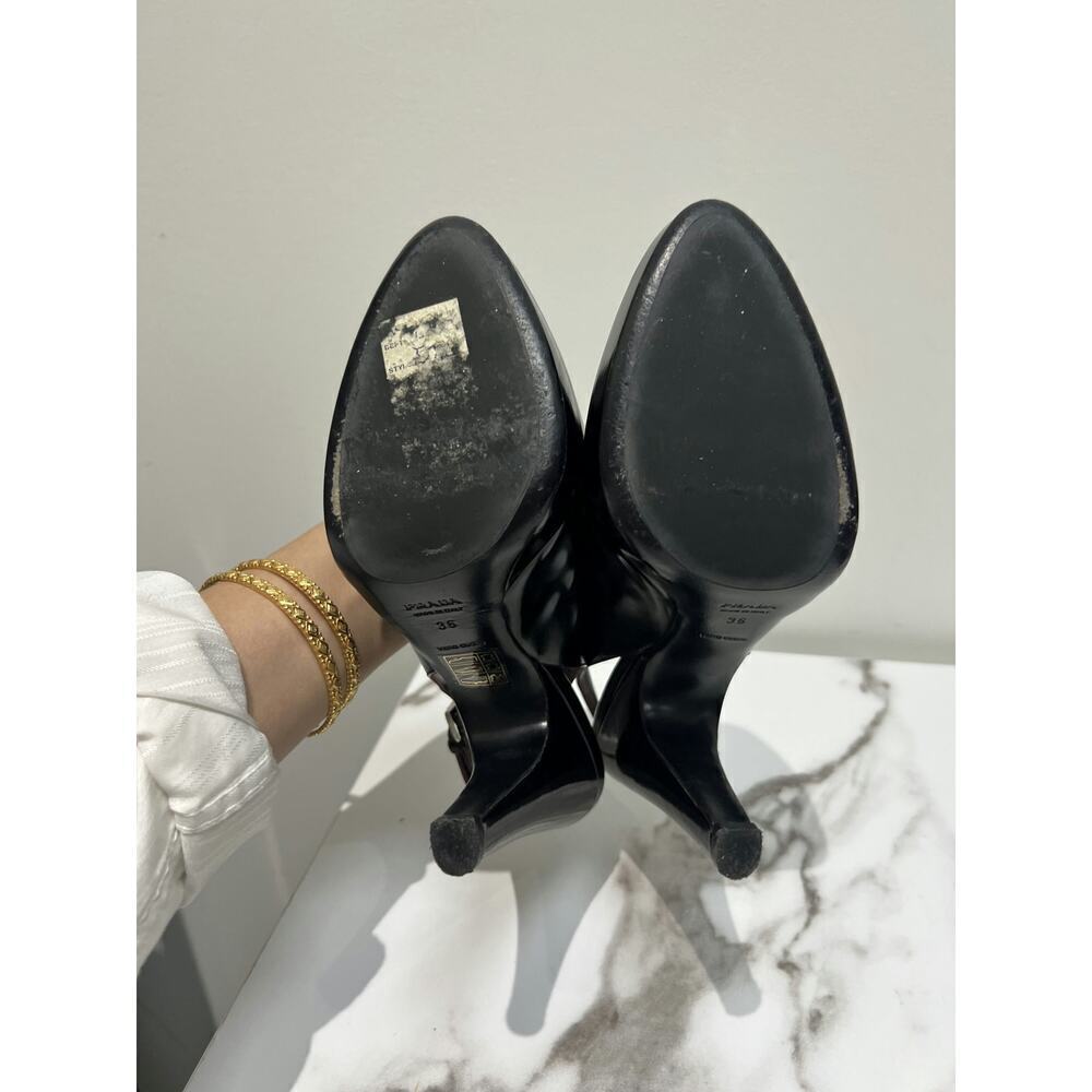 Prada Mary Jane Heel - Black Leather Slingback - Size 36 - Picture 7 of 8